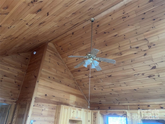 room details featuring wooden ceiling and ceiling fan