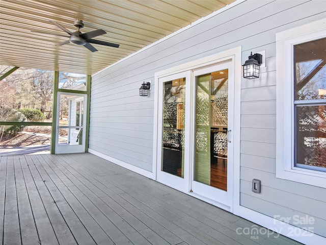 deck featuring ceiling fan