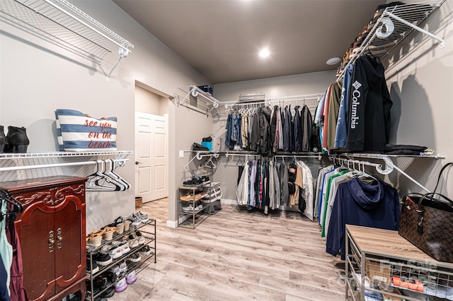 spacious closet with hardwood / wood-style floors