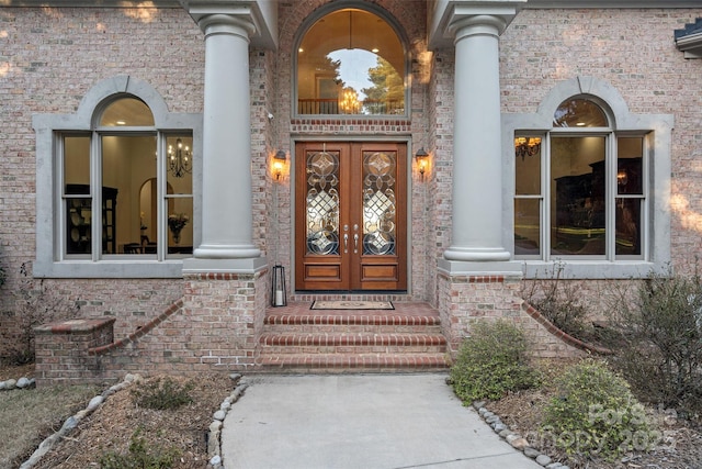 doorway to property with french doors