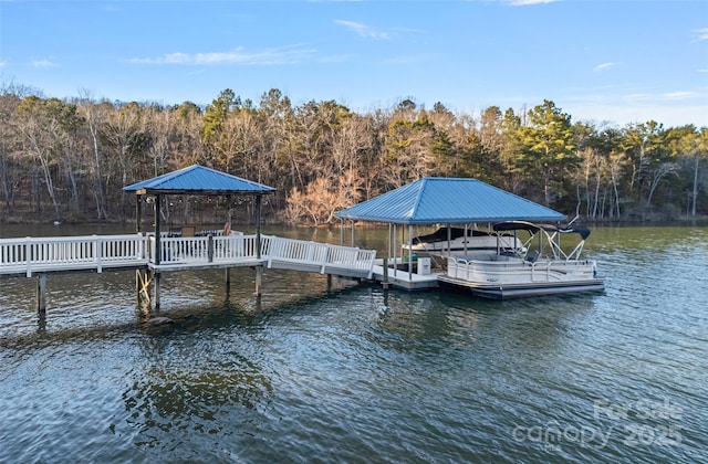 dock area featuring a water view