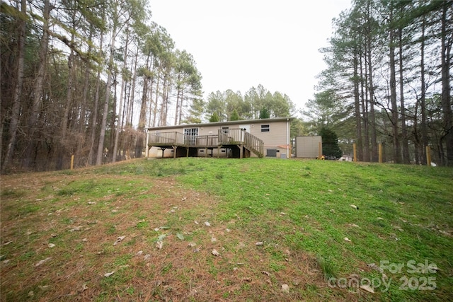 view of yard featuring a deck