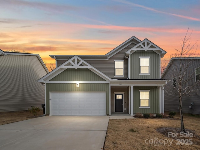 view of front of property with a garage