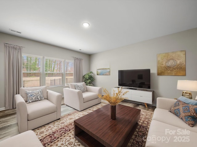 living room featuring light hardwood / wood-style flooring