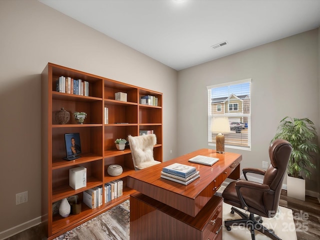 office space featuring wood-type flooring