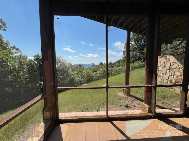 view of unfurnished sunroom