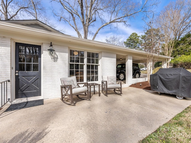 view of patio with area for grilling