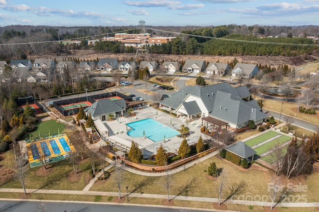 drone / aerial view featuring a residential view