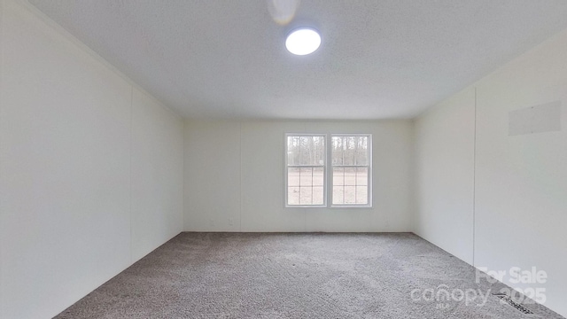 spare room featuring carpet floors and a textured ceiling