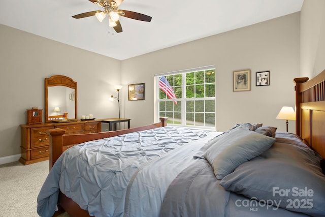 bedroom with carpet and ceiling fan