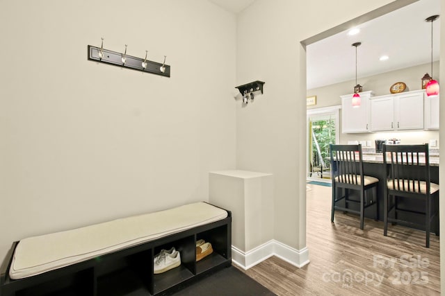 mudroom featuring hardwood / wood-style floors