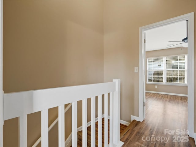 corridor with hardwood / wood-style flooring