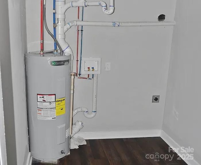 utility room featuring water heater