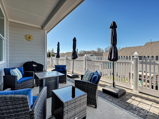 view of patio featuring an outdoor living space