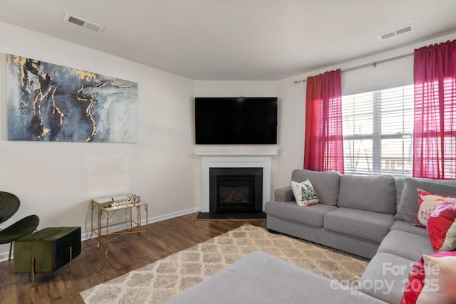 living room featuring hardwood / wood-style flooring