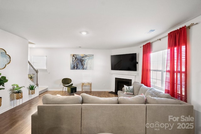 living room with wood-type flooring