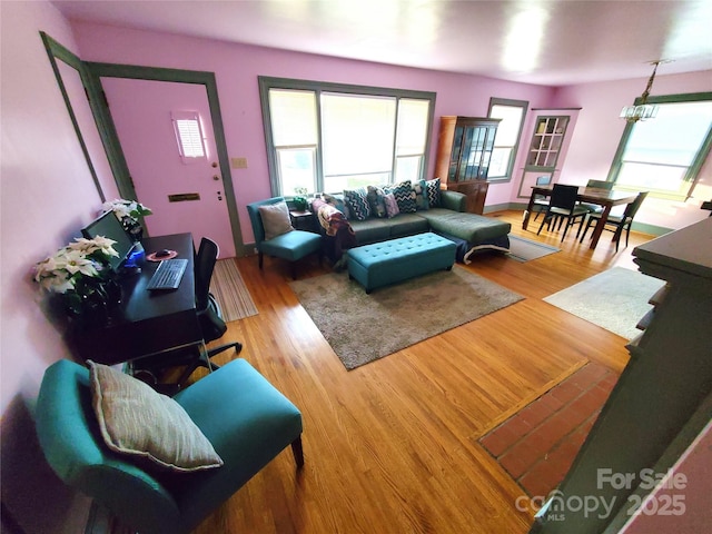 living room with wood-type flooring