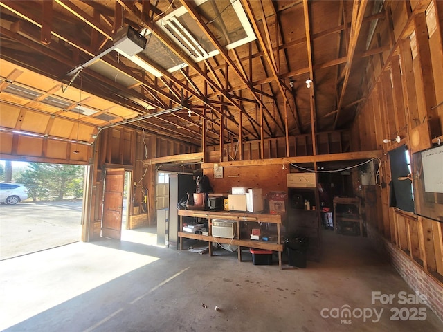 garage with a garage door opener