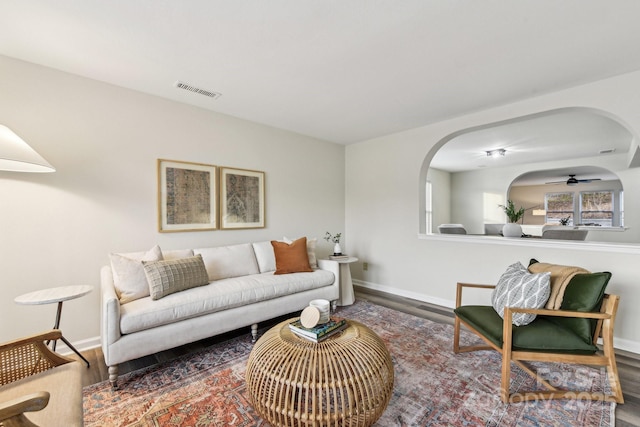 living room featuring hardwood / wood-style floors