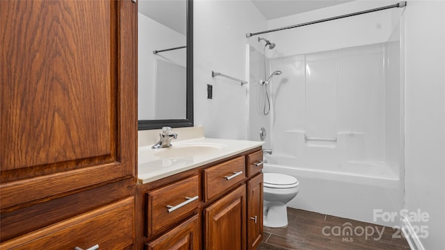 full bathroom featuring vanity, toilet, and shower / bath combination