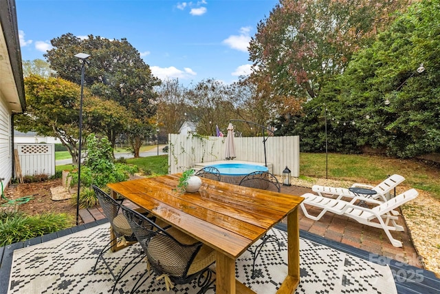 view of patio featuring a fenced in pool