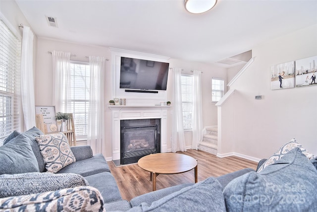 living room featuring light hardwood / wood-style flooring