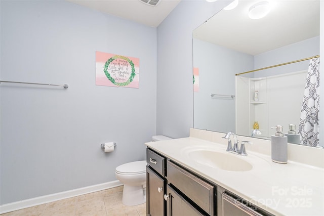 bathroom with tile patterned floors, vanity, and toilet