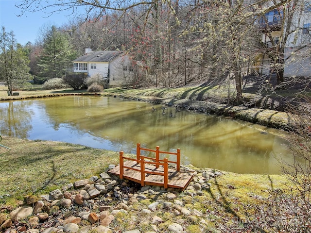 dock area featuring a water view