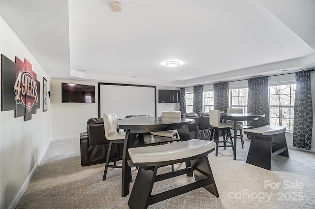 dining room with carpet flooring