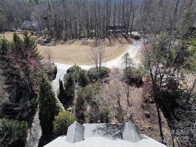 drone / aerial view with a forest view