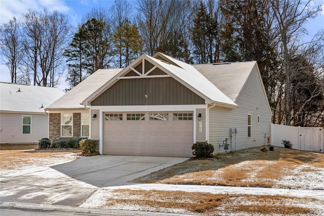 view of front of property with a garage