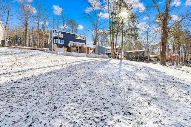 view of snow covered property