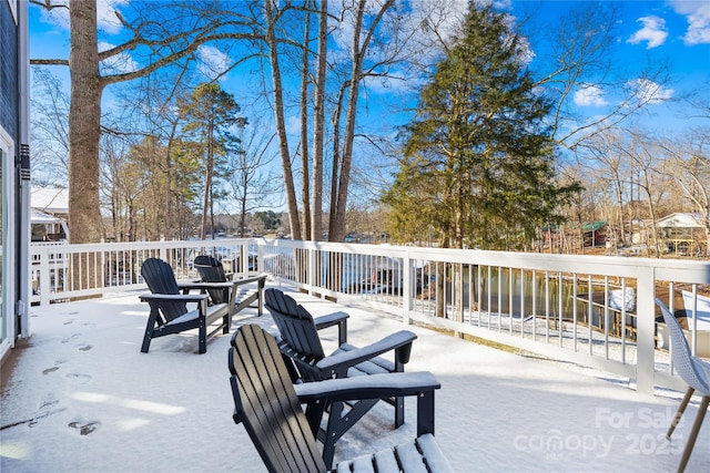 view of snow covered patio