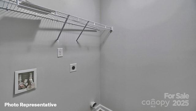 clothes washing area featuring electric dryer hookup and washer hookup