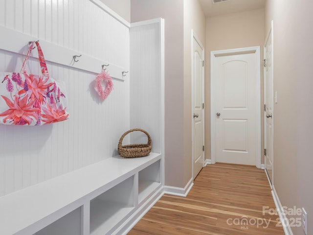 mudroom featuring hardwood / wood-style flooring