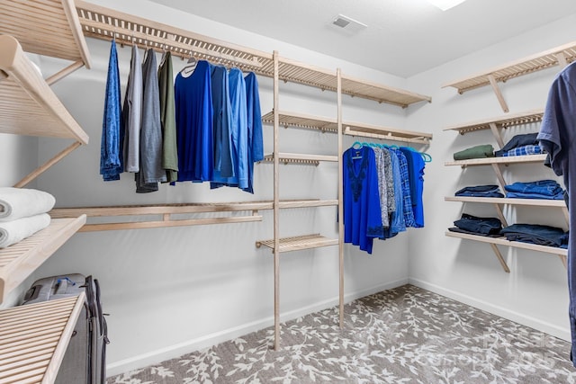 walk in closet featuring visible vents