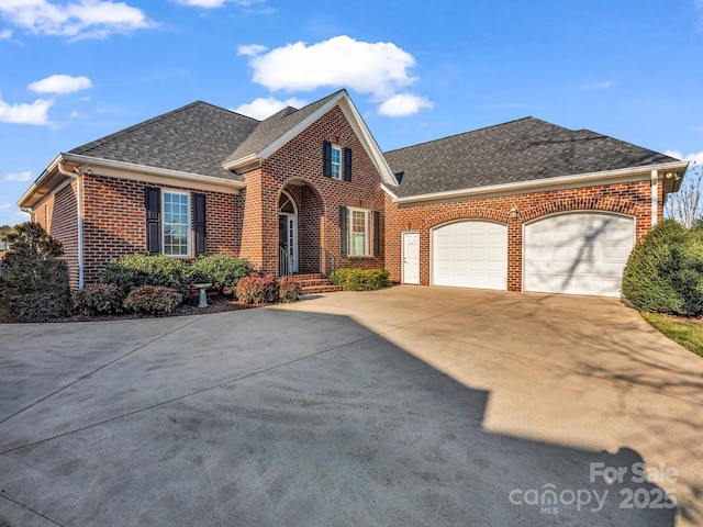 front facade with a garage