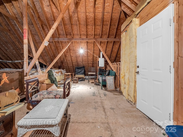 view of unfinished attic