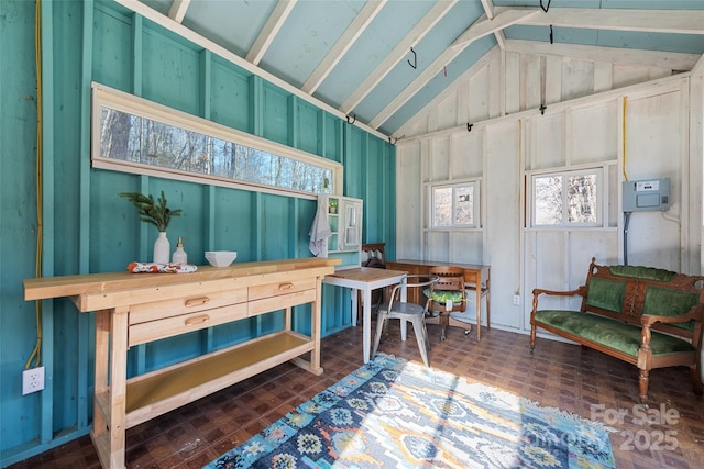 interior space with vaulted ceiling