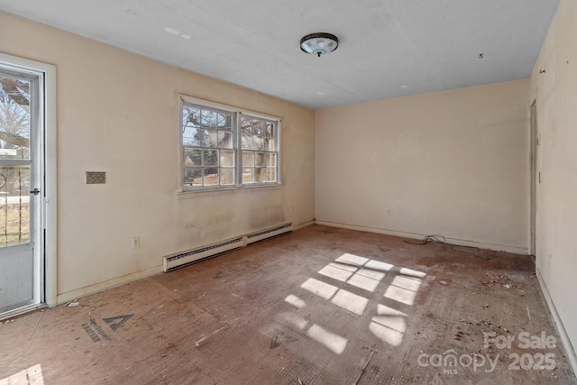 empty room featuring a baseboard radiator