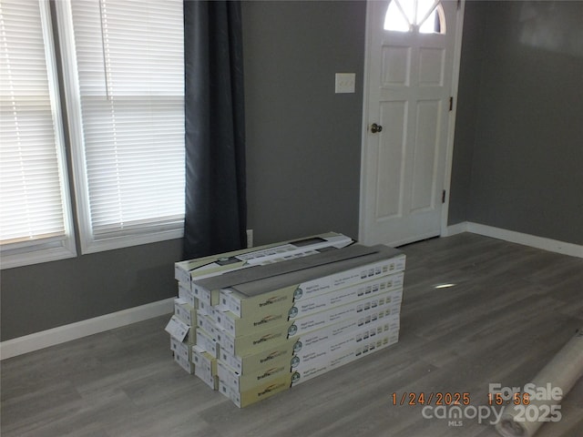 interior space featuring dark wood-type flooring