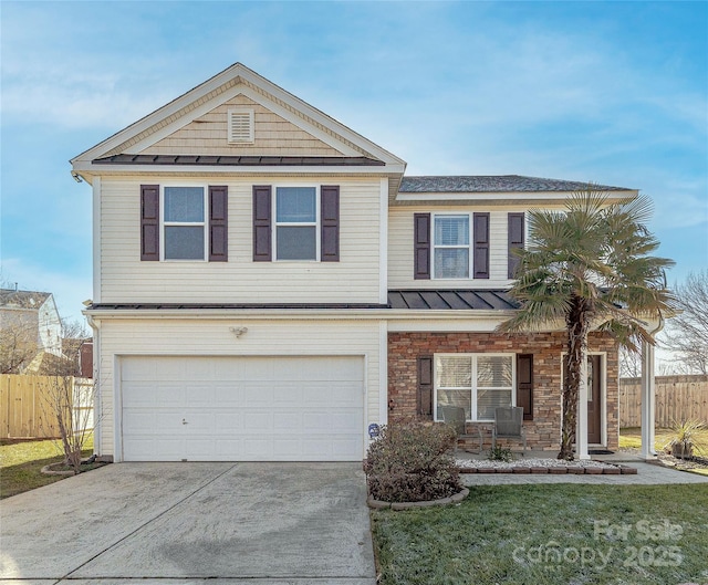 view of front of house with a garage