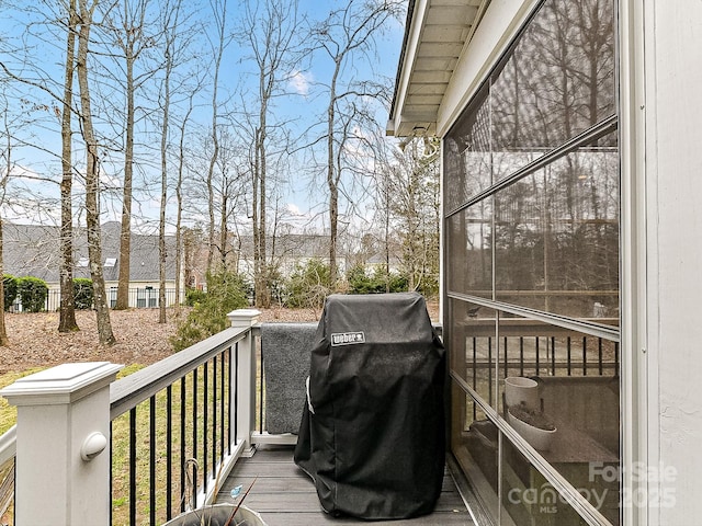 deck featuring grilling area