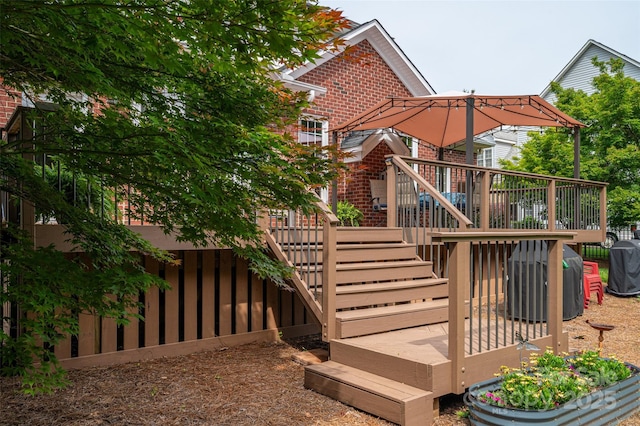 133 Castaway Trl, Mooresville, NC 28117 - rear view of house featuring stairs, brick siding, and a wooden deck