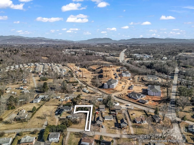 bird's eye view featuring a mountain view