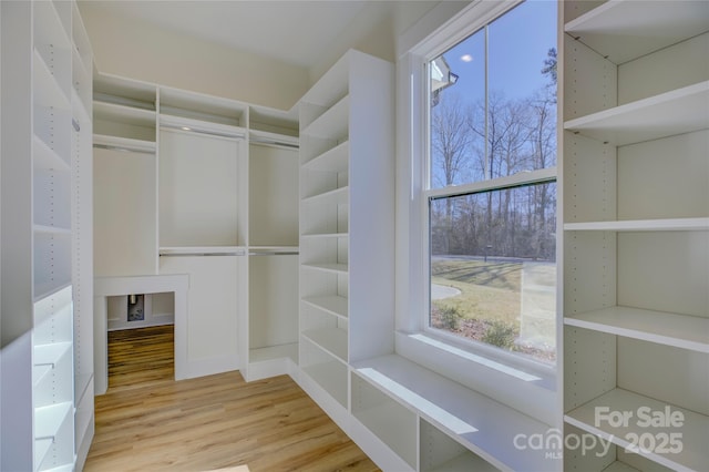 walk in closet featuring hardwood / wood-style floors