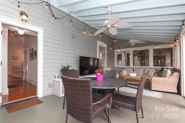 view of patio / terrace featuring an outdoor hangout area and ceiling fan