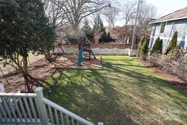 view of yard featuring a playground