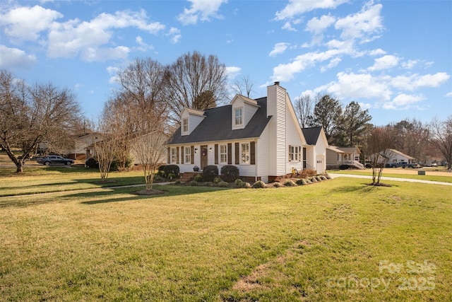 view of side of home with a yard and a chimney