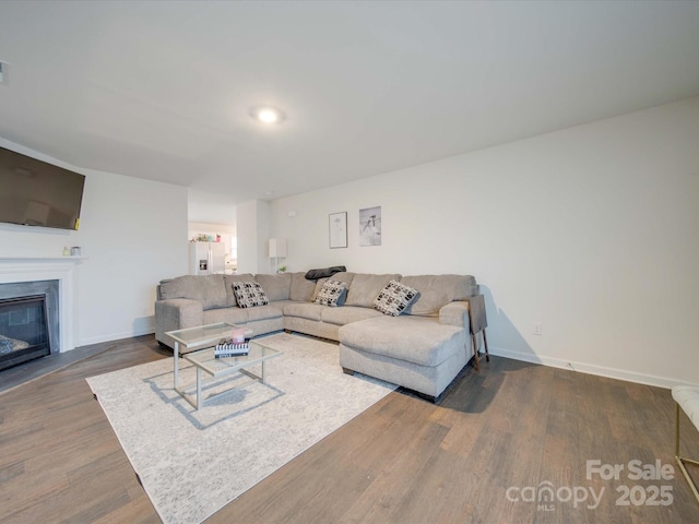 living room with hardwood / wood-style floors